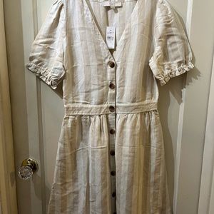 NWT Loft puffy sleeves strip dress